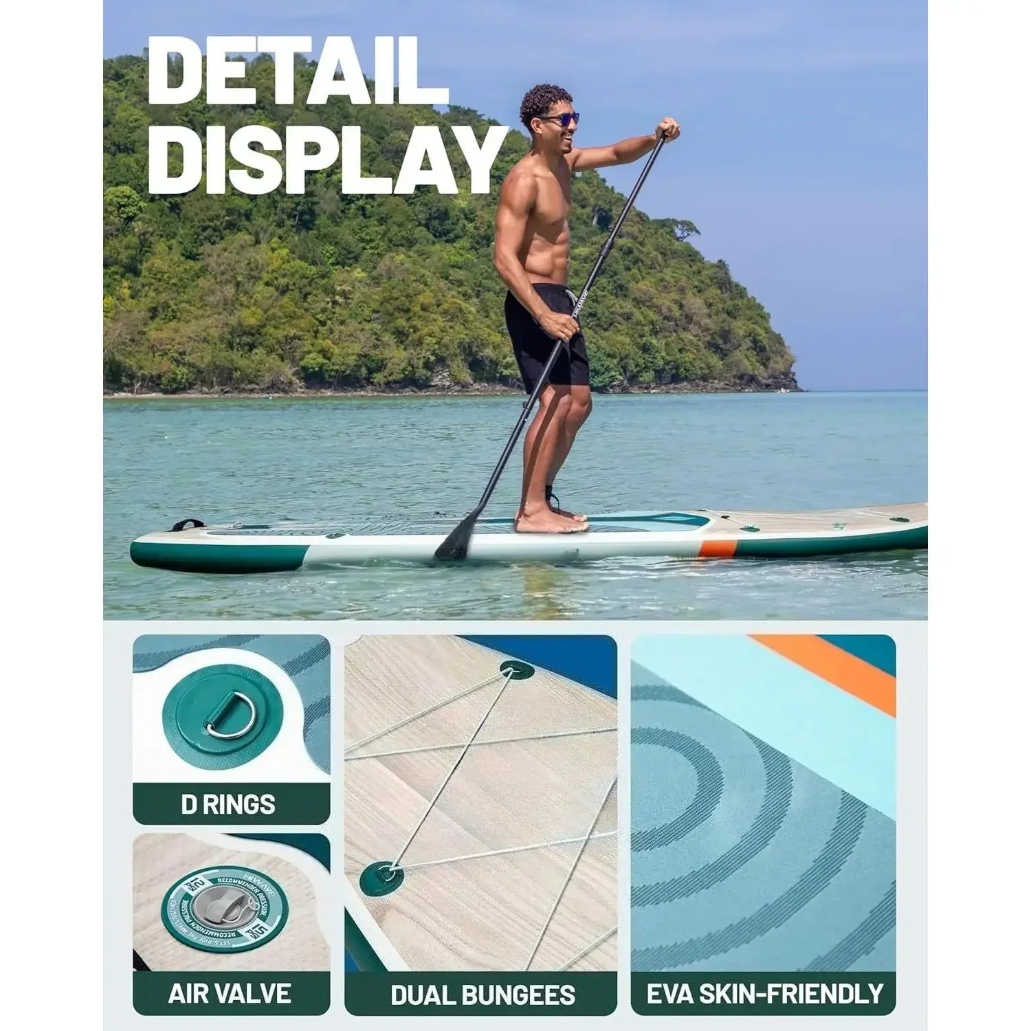 Inflatable Paddle Board 11 '* 34 "* 6" Extra Wide Sup Board, 450lb Capicity Paddle Board for Adults, Suitable for Sea and Lakes