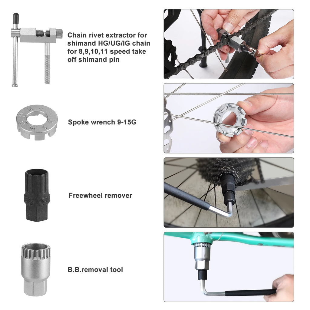 Swiss+Tech 30 Piece Bike Repair Tool Kit, Bicycle Maintenance Tool Set with Storage Case, Bike Accessories for Mountain