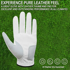 Mens Golf Gloves 2 PCS Left Hand For Right Handed Golfer Leather All Weather Grip Soft Breathable Flexible for Golfers