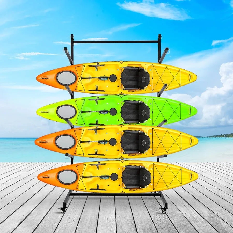 Kayak Storage Rack Heavy Duty Kayak Racks for Garage and Outdoor Storage Freestanding Kayak Stand with Wheels for Kayak Canoe S