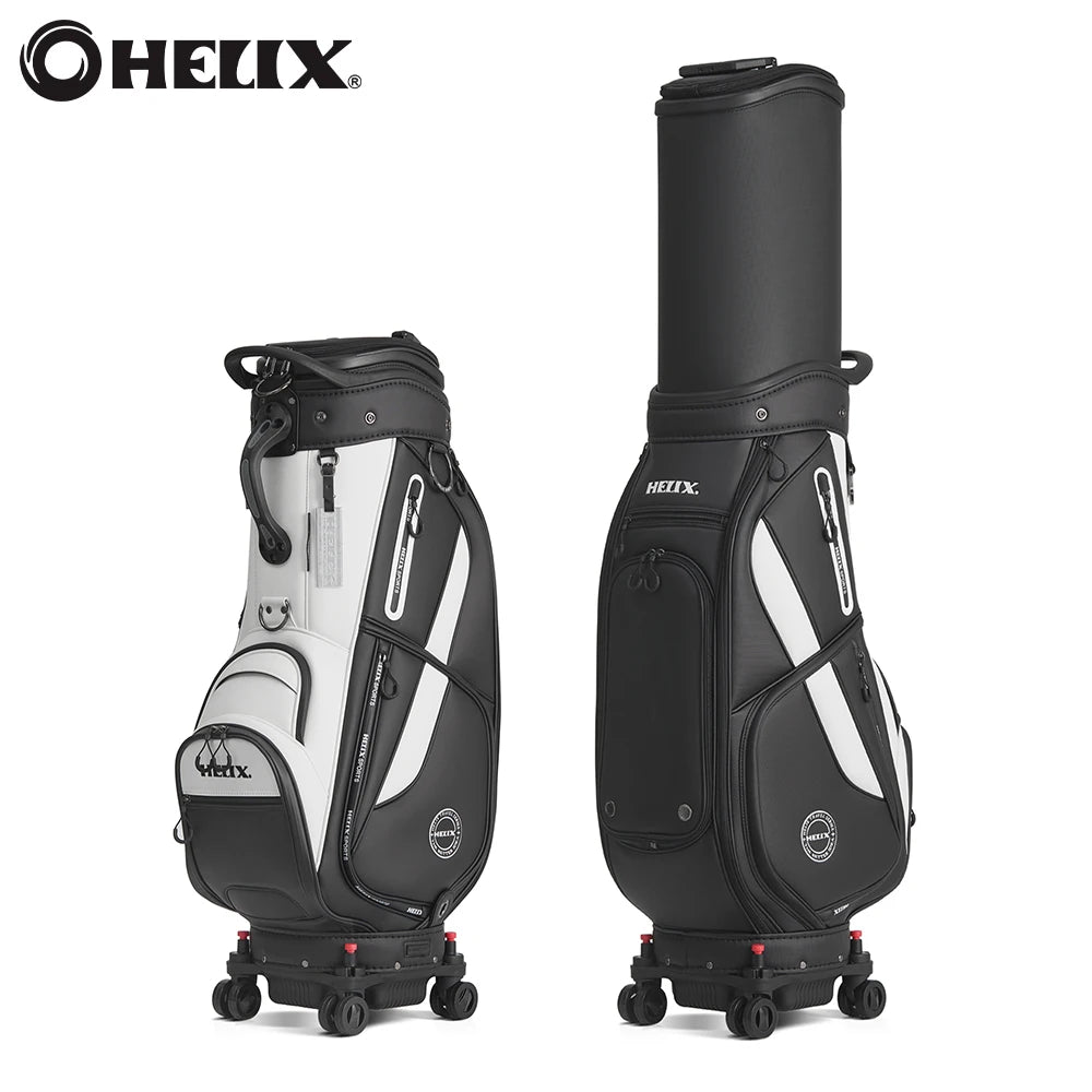 HELIX Golf Bag with 4 Wheels and Protective Retractable Cover Golf Travel Bag Durable
