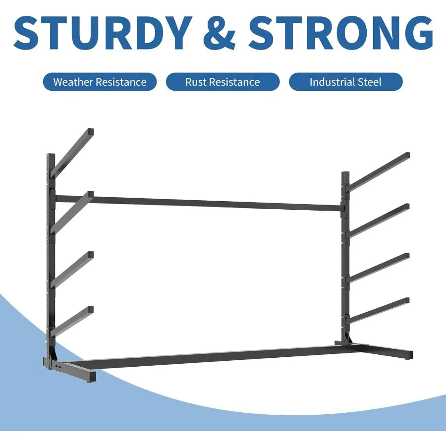 Kayak Storage Rack for 3 Kayaks Freestanding Kayak Rack with Wheels Metal Indoor Kayak Stand Heavy Duty Garage Storage Rack for