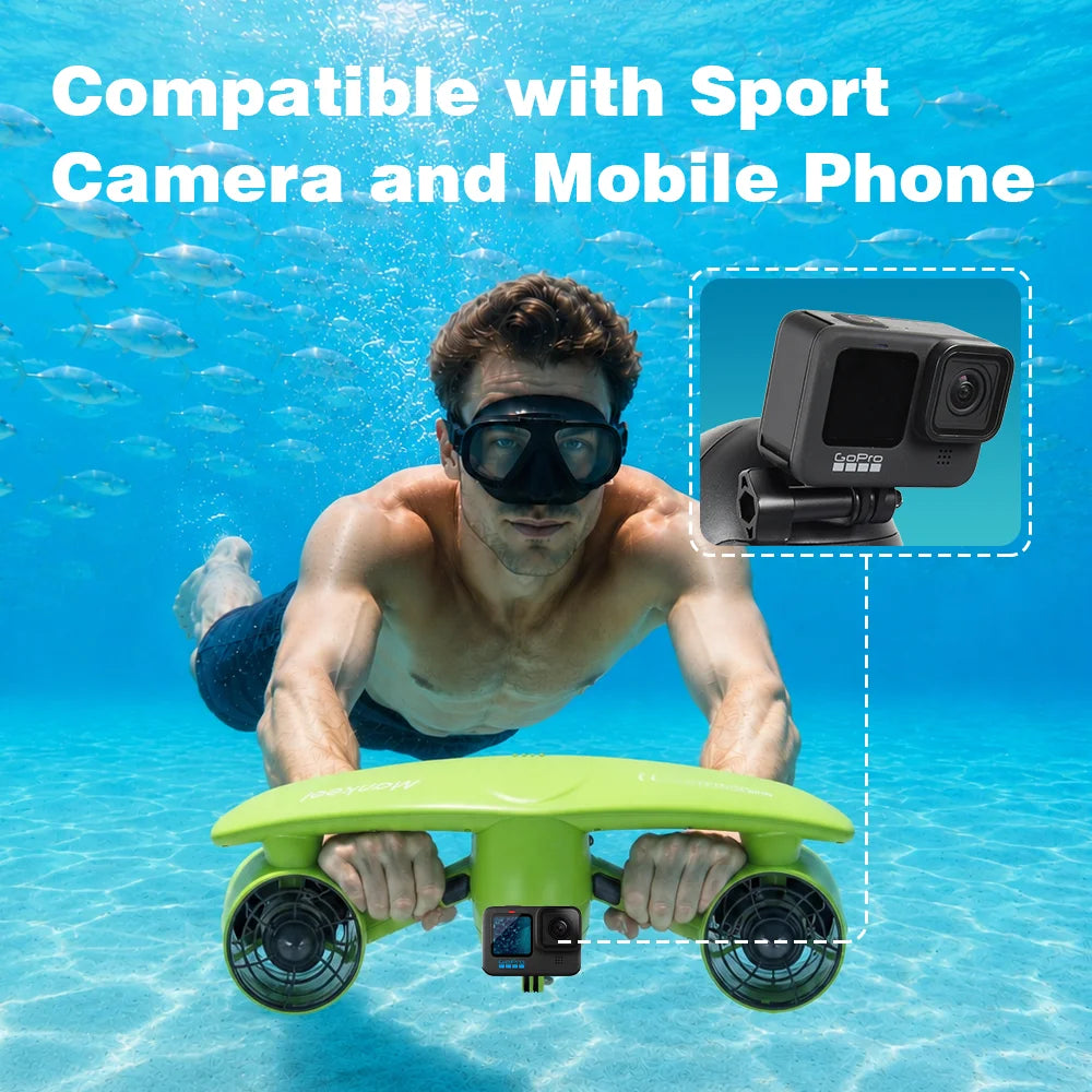 Electric Underwater Diving Scooter IP68 Waterproof Electric Scooter 50M Depth 6000mAh Water Surfboard Camera Mount Included