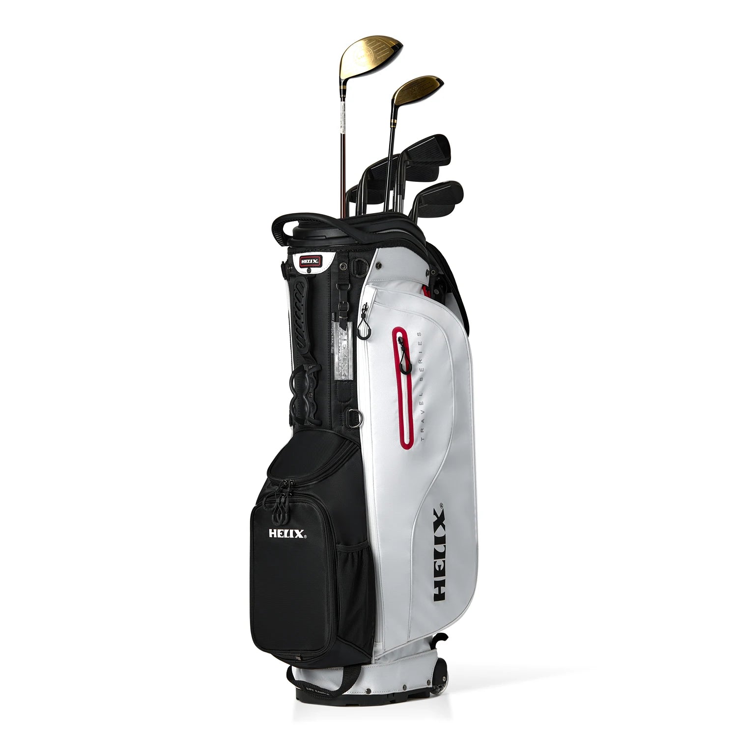 HELIX Golf Stand Bag with Retractable Top Cover and Wheels Easy for Travel and Daily Use Golf Bag 6 Way Divider