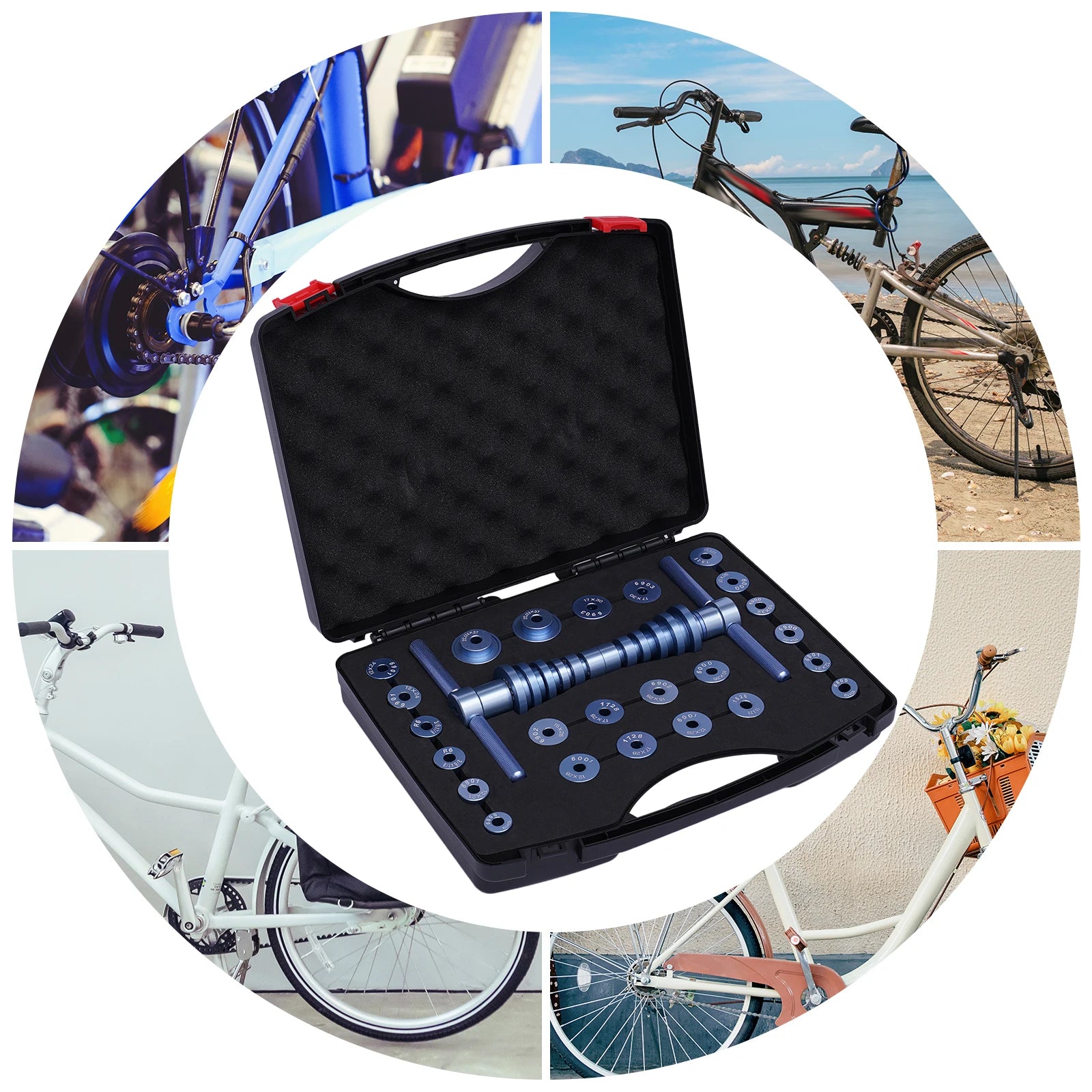 Bicycle Bearing Press Set, Drift Bike Tool Kit Set, Turning Point for Wheels Hub Universal Cycle Bearing Press Set
