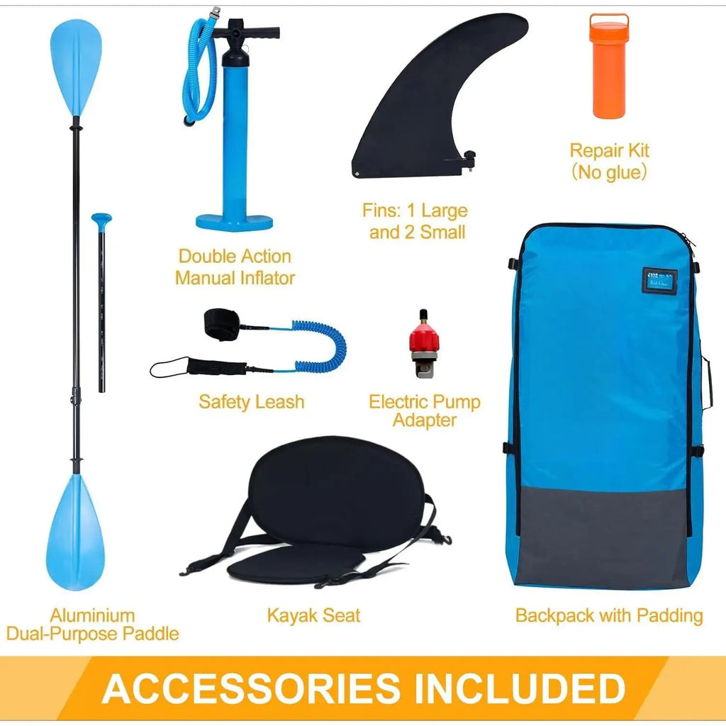 H-Inflatable Paddle Board 10'6'Capacity 2-in-1 SUP/Kayak with Adjustable Seat,Electric Pump Adapter,Non-Slip Diamond Deck Travel