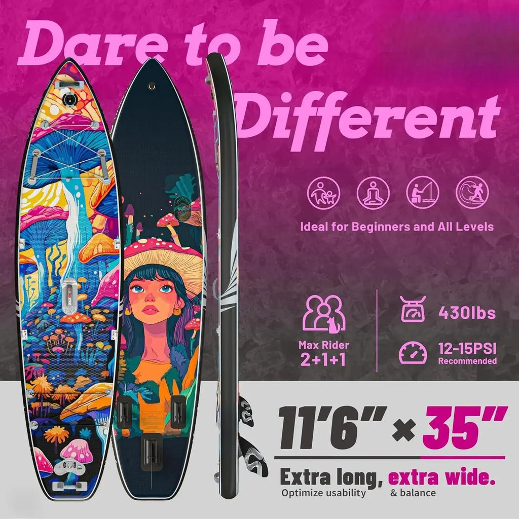 A_Novelty 11'6" x 35" Extra Wide SUP for Enhanced Stability - Inflatable Stand Up Paddle Board - Premium Paddle Board Kit for