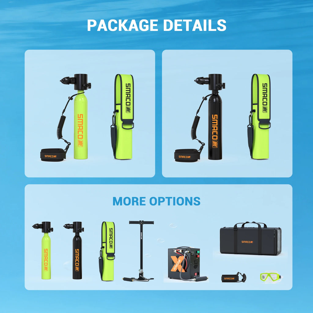 SMACO mini diving cylinder – professional diving equipment with fast local dispatch and local delivery, idea S300 0.5L