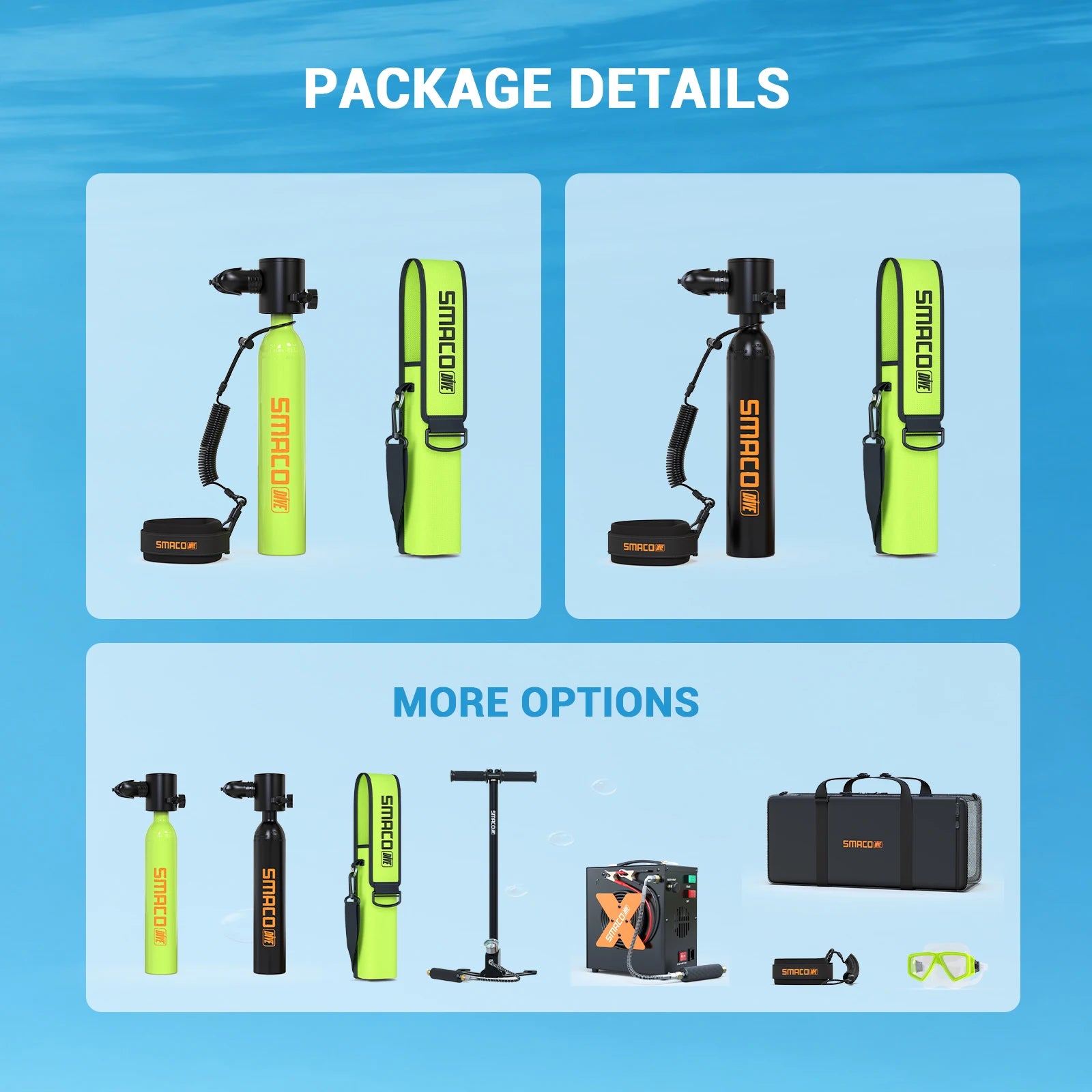 SMACO mini diving cylinder – professional diving equipment with fast local dispatch and local delivery, idea S300 0.5L