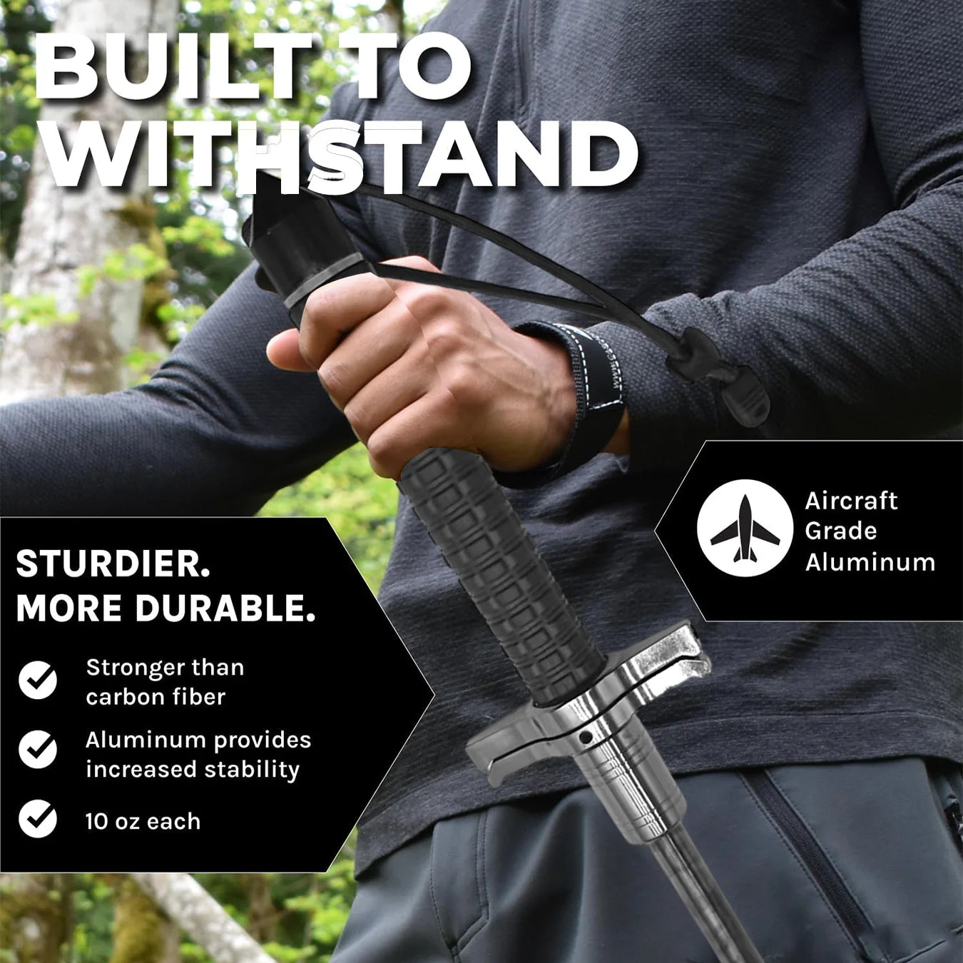 Suitable for all terrains! 26 - 37 inch retractable stainless steel walking sticks, non-slip and wear-resistant, convenient to s