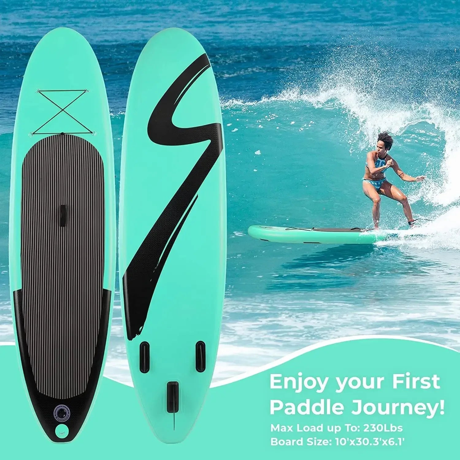 305CM Inflatable Stand Up Paddle Board  Non-Slip Deck W/ Complete Kit 15.5cm Thick Sub Board Paddle Surf Hinchable