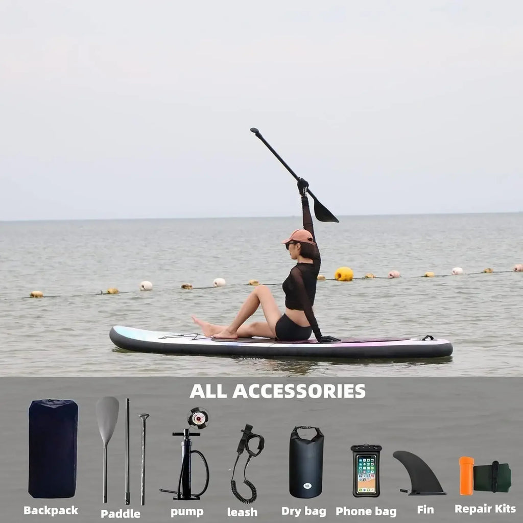 W_Inflatable Paddle Board for Adult, Paddle Board for All Skill Levels, Wide SUP Board with Primium Accessories Include SUP