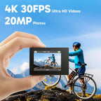 AKASO Brave 4 Action Camera with Waterproof Floating Hand Grip and Carry Bag Bundle - 4K30 20MP Ultra Hd EIS 131ft Underwater Ca
