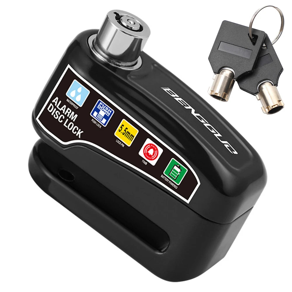 Bicycle Alarm Disc Brake Electric Lock Anti Theft Motorcycle Alarm Brake Rotor Padlock Waterproof Motorcycle Bike Accessories