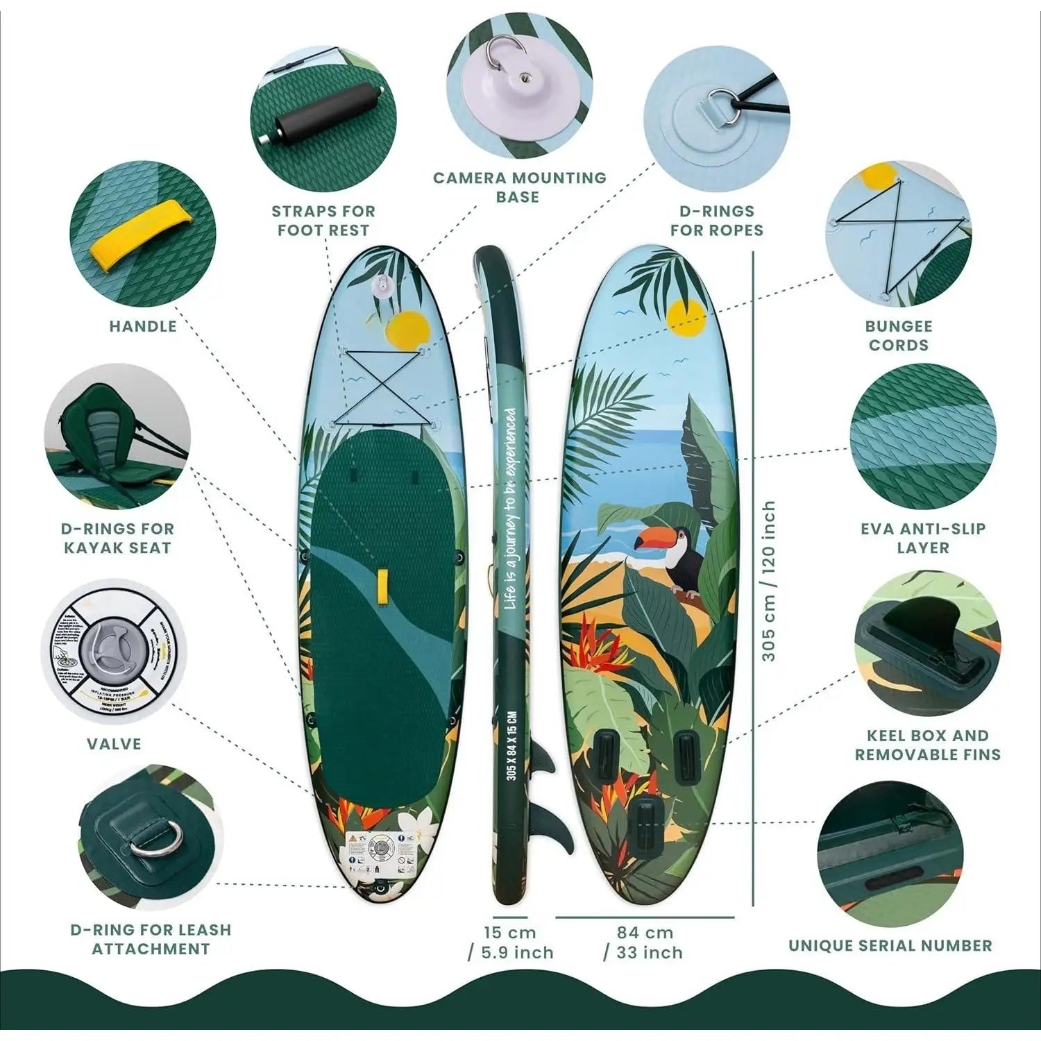 W_Inflatable Paddle Board for Adults with Accessories Included, Oar, Fins, Pump. Stand Up Paddleboard Great Stability