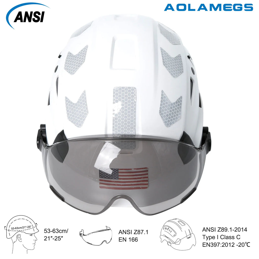 CE Safety Helmets w/ Goggle Reflective Stickers ABS Engineer Construction Work Cap ANSI Industrial Head Protection Hard Hat