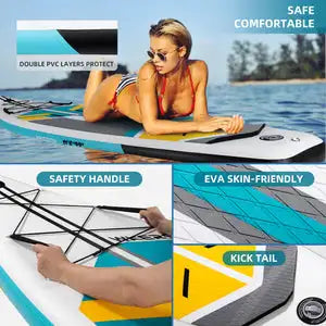 11ft6in Inflatable Stand Up Paddle Board Non-Slip Kayak SUP with SUP Accessories for Youth Adults Outdoor Water Sports Surfboard