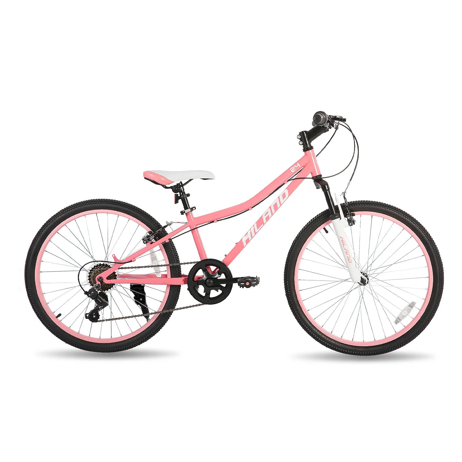Hiland  24 Inch Mountain Bike for Kids Age 7,Front Suspension Fork Kids' Bicycles for Boys Girls Multiple Colors