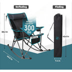 W_Rocking Camping Chair, 2 Pack High Mesh Back Portable Folding Camp Chairs with Pillows, Cup Holder and Carry Bag for Lawn