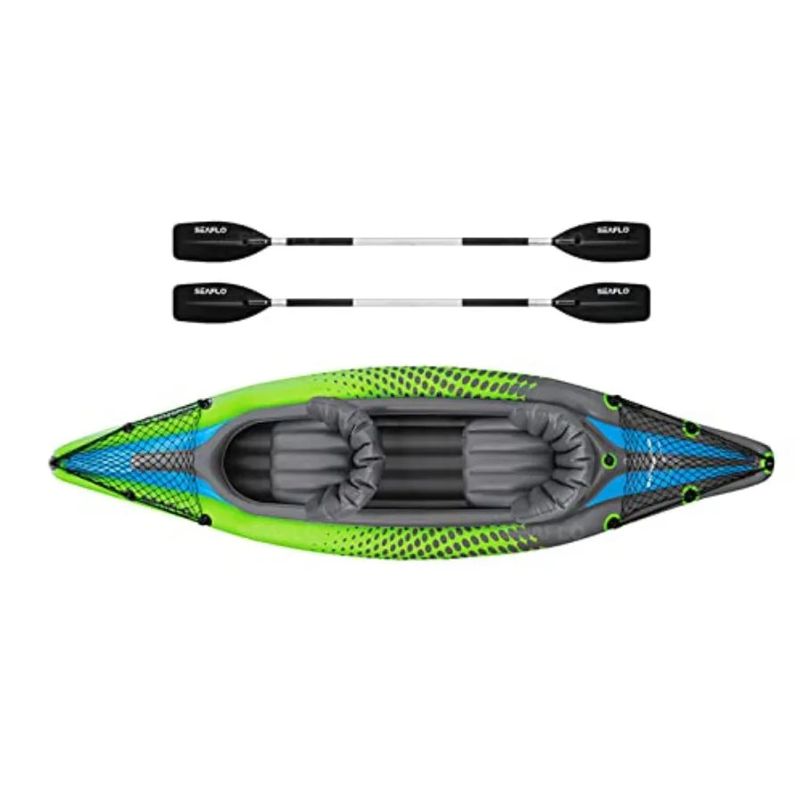 Inflatable Kayak 2 Person Tandem Kayak Recreational Touring Kayak Includes Aluminum Paddles Padded Seats Double Action Pump