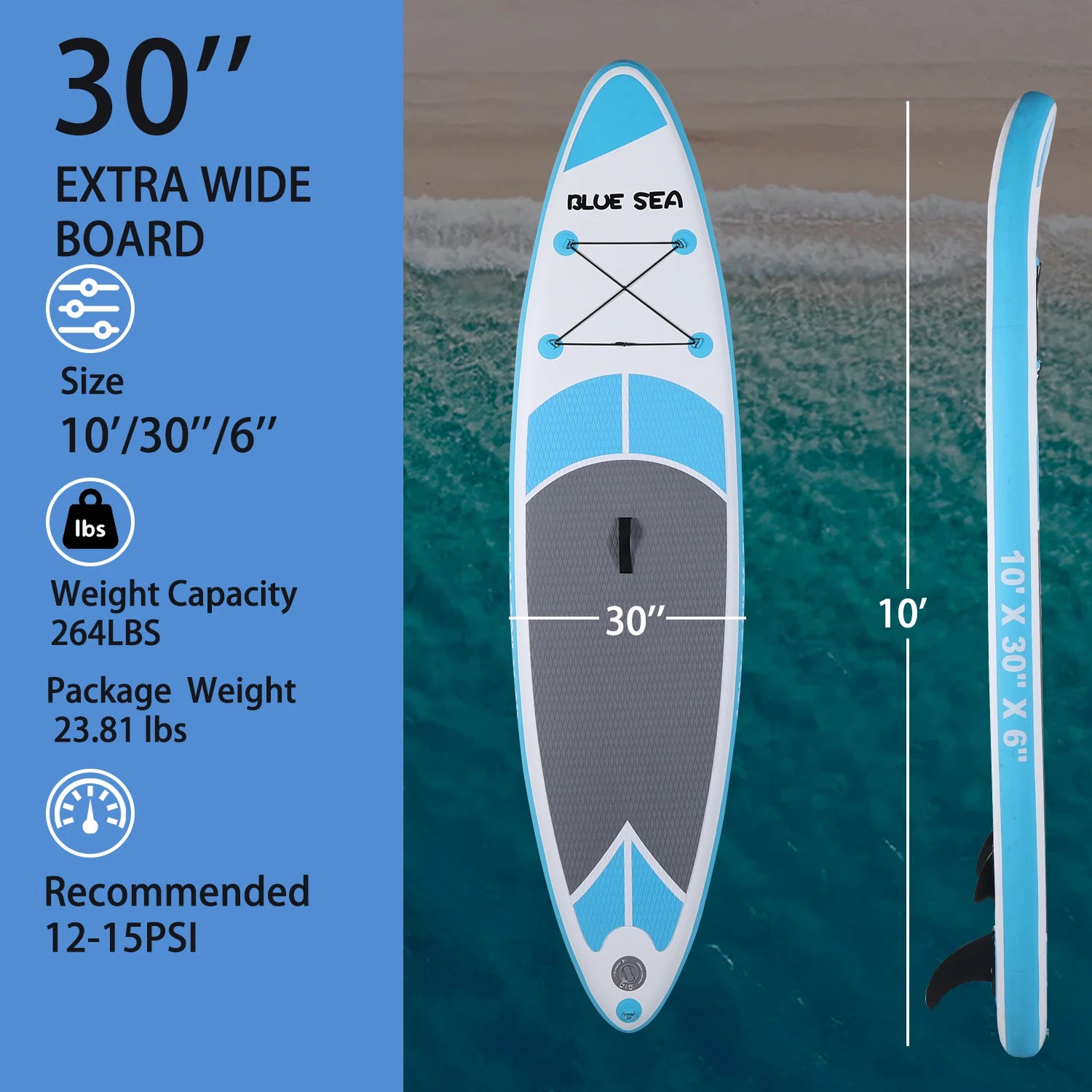 Inflatable Stand Up Paddle Board Anti-Slip EVA Deck 10' Inflatable Paddle Boards for Adults & Youth of All Skill Levels