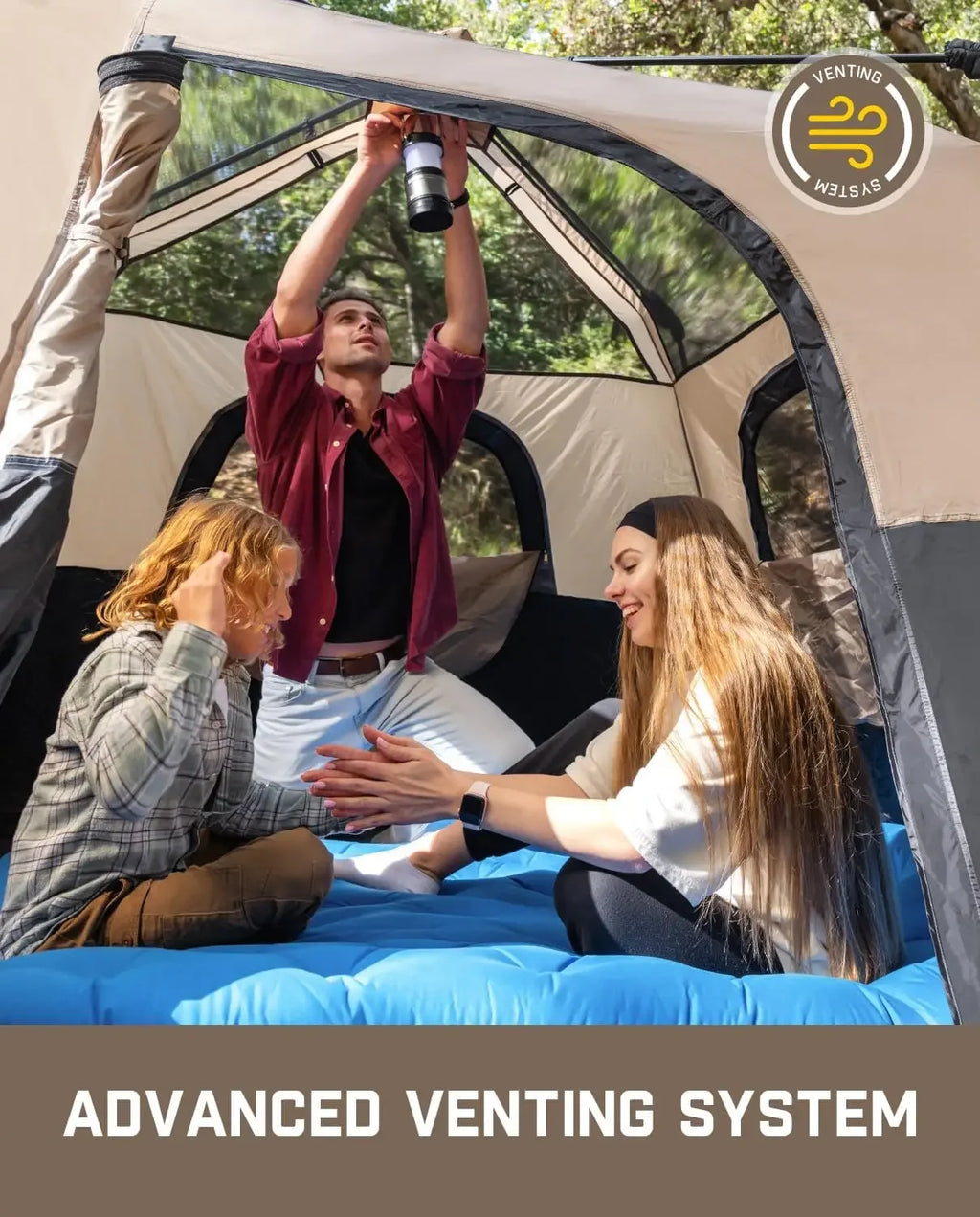 Camping Tent 4/6/8/10 Person Instant Cabin Tent Setup in 60 Seconds with Rainfly & Windproof Portable with Carry Bag for Family