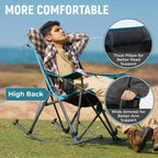 W_Rocking Camping Chair, 2 Pack High Mesh Back Portable Folding Camp Chairs with Pillows, Cup Holder and Carry Bag for Lawn
