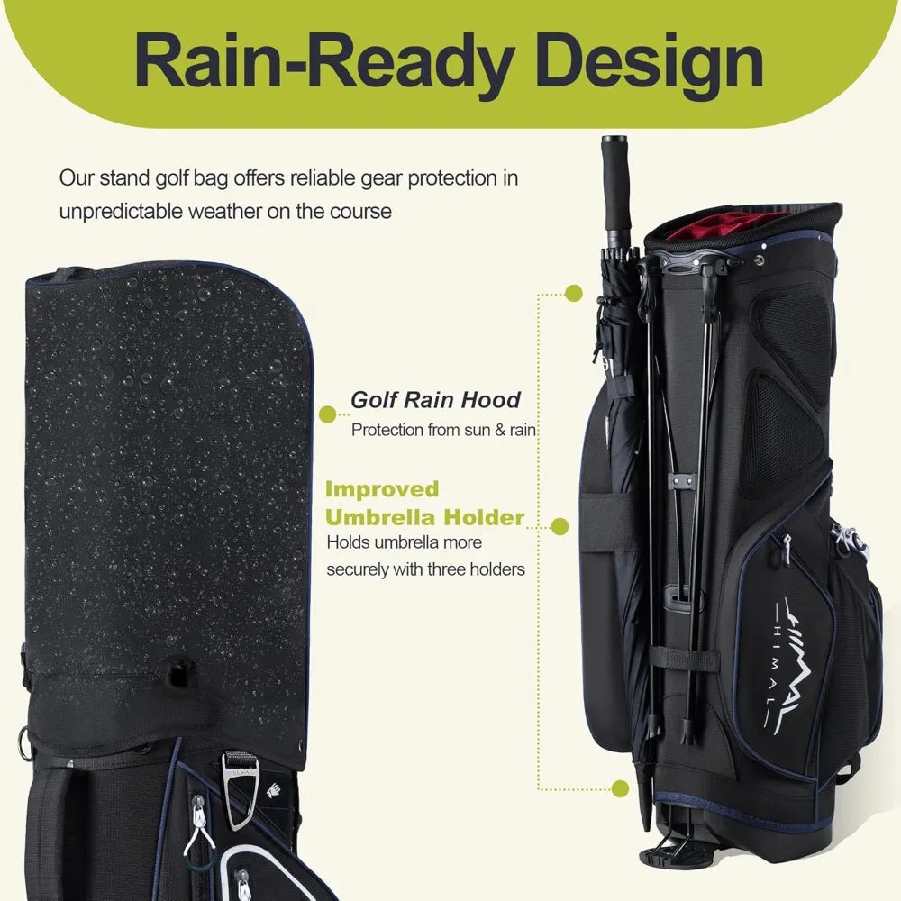 14 Way Golf Stand Bag, Golf Bags for Men with Stand, Top Dividers Ergonomic with 10 Pockets Golf Club Bags