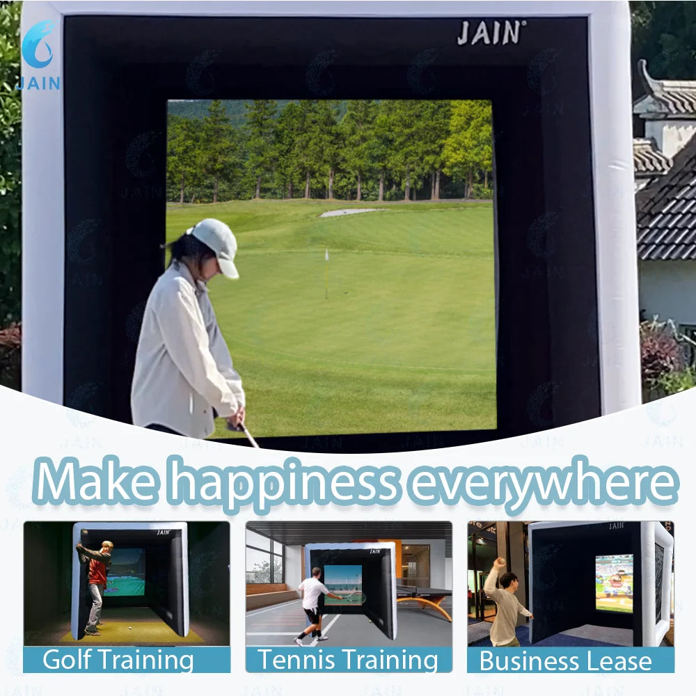 Stock！Inflatable Golf Sim Room Swing Golf Practice Cage with built-in fan,Oxford cloth,Golf Simulator Enclosures