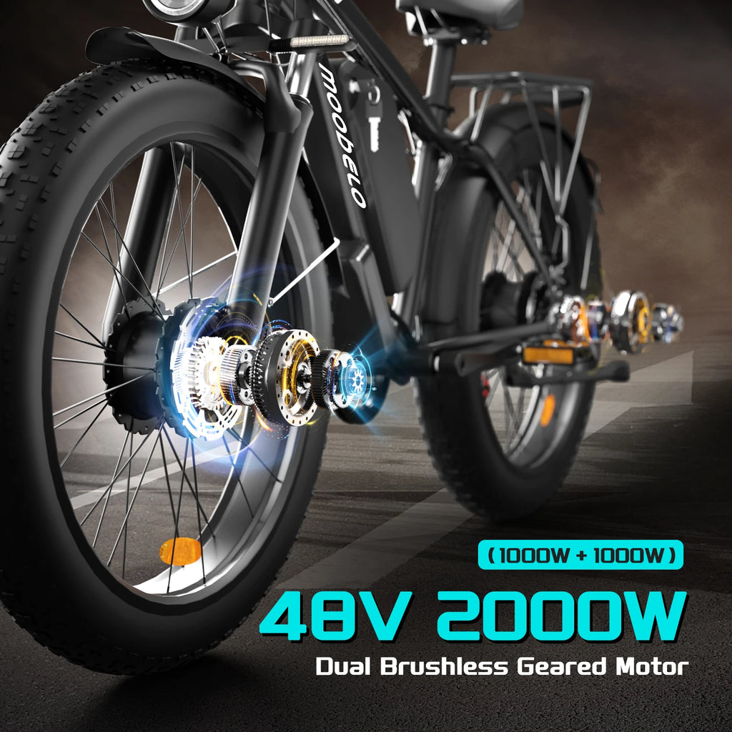 Moobelo M1 2000W Dual-Motor E-Bike 48V 22.4ah Fat Tires Full Suspension CE Certified US Warehouse Snow Beach Urban Riding Ebike