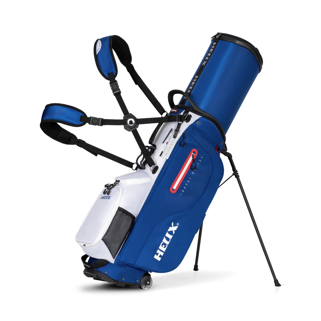 HELIX Golf Stand Bag with Retractable Top Cover and Wheels Easy for Travel and Daily Use Golf Bag 6 Way Divider