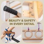 Swedish Ladder Wall Bars with Pull-Up Bar, Dip Station and Accessories for and Adults Wooden Stall Bars Home Gym with Gymnastic