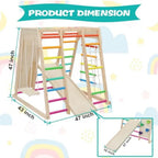 7 in 1 Pikler Indoor Playground Jungle Gym Playset, Wooden Montessori Climber with Slide, Rock Climb Wall, Monkey Bars, Rope La