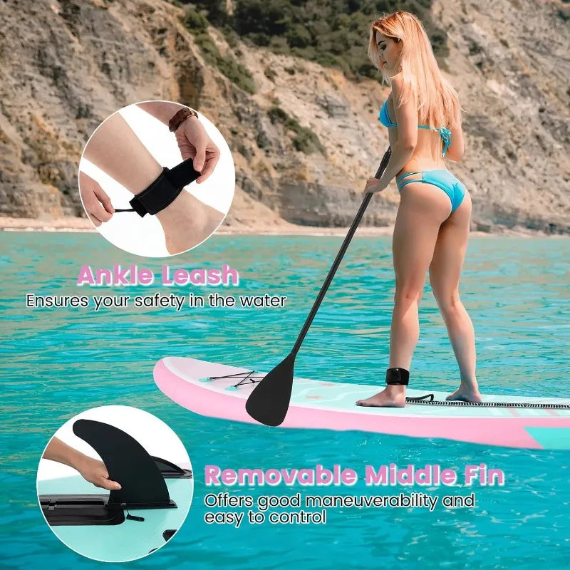 GYMAX 11' x 6" Inflatable Stand Up Paddle Board w/ SUP Accessories,Removable Fin,Paddle,Pump,Blow Up Paddle Boards Standing Boat