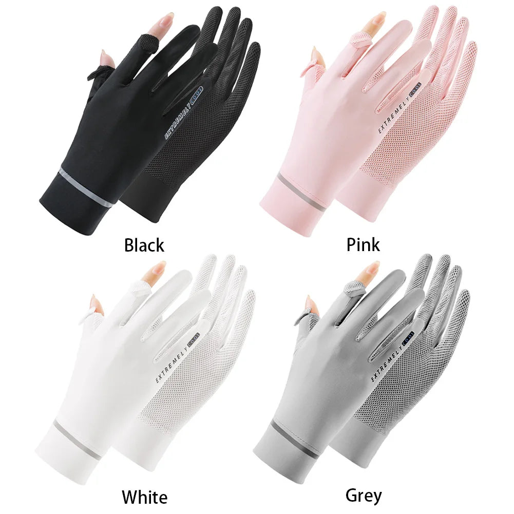 Lady Sunscreen Ice Silk Gloves Cycling Gloves Breathable Motorcycle Gloves Bicycle Gloves for Golf Driving Riding Fishing Hiking