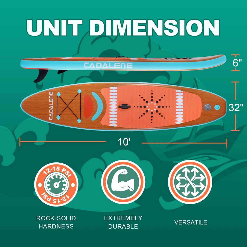 CADALENE 10' Inflatable Stand Up Paddle Board with Premium SUP Paddle Board Accessories, Non-Slip Comfort Deck for Youth & Adult