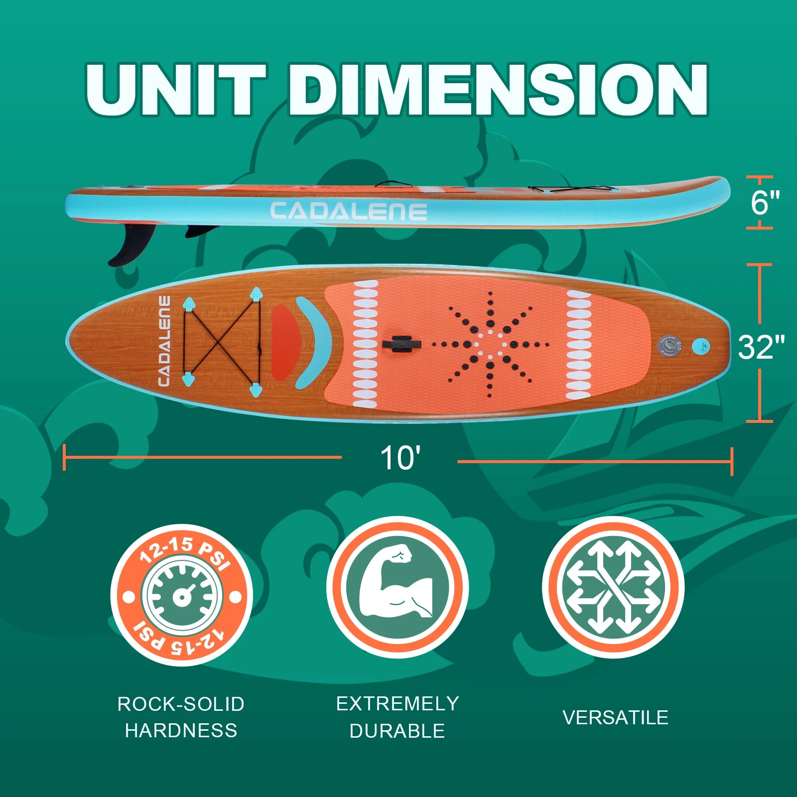 CADALENE 10' Inflatable Stand Up Paddle Board with Premium SUP Paddle Board Accessories, Non-Slip Comfort Deck for Youth & Adult