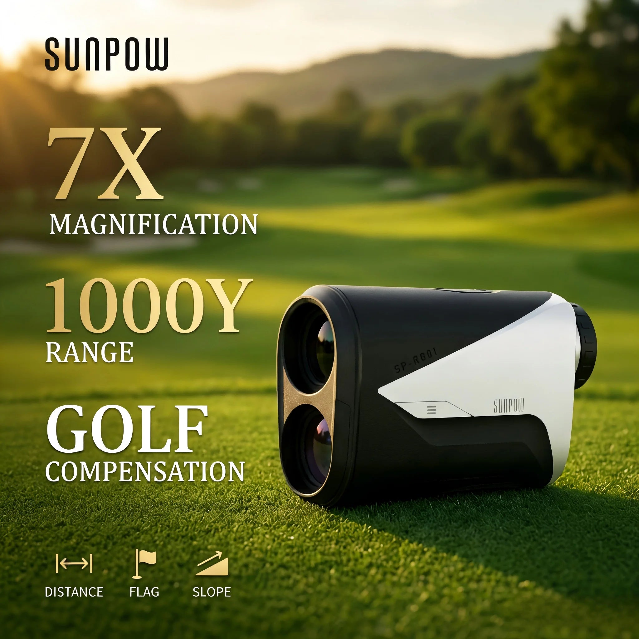 Golf Rangefinder with Slope -1000 Yards Range Finder with Flag Pole Locking Vibration-7X Magnification Rechargeable Golf Range Finders for Hunting