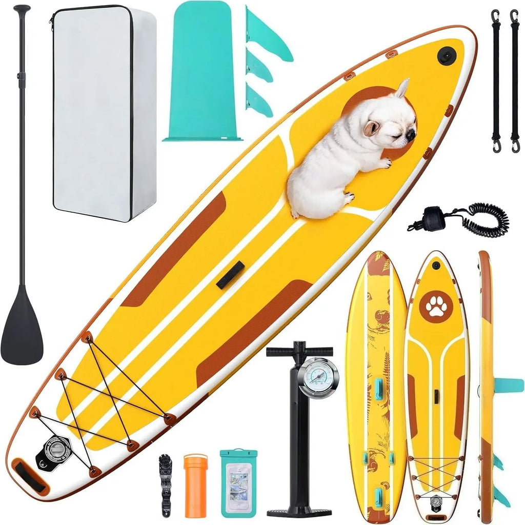 W_Inflatable Stand Up Paddle Board, 10'6" SUP Non-Slip Stable Deck Pad, Unique Center Fin, Premium Accessories