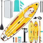 W_Inflatable Stand Up Paddle Board, 10'6" SUP Non-Slip Stable Deck Pad, Unique Center Fin, Premium Accessories