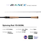 PURELURE Flight Dance Spinning Rod & Baitcaster Rod 30T+40T Carbon Fiber Fishing Rods 2 Piece Fuji Alconite/Fazlite Guides Fuji Reel Seat ML/M/MH/H Power Shore Fishing for Bass