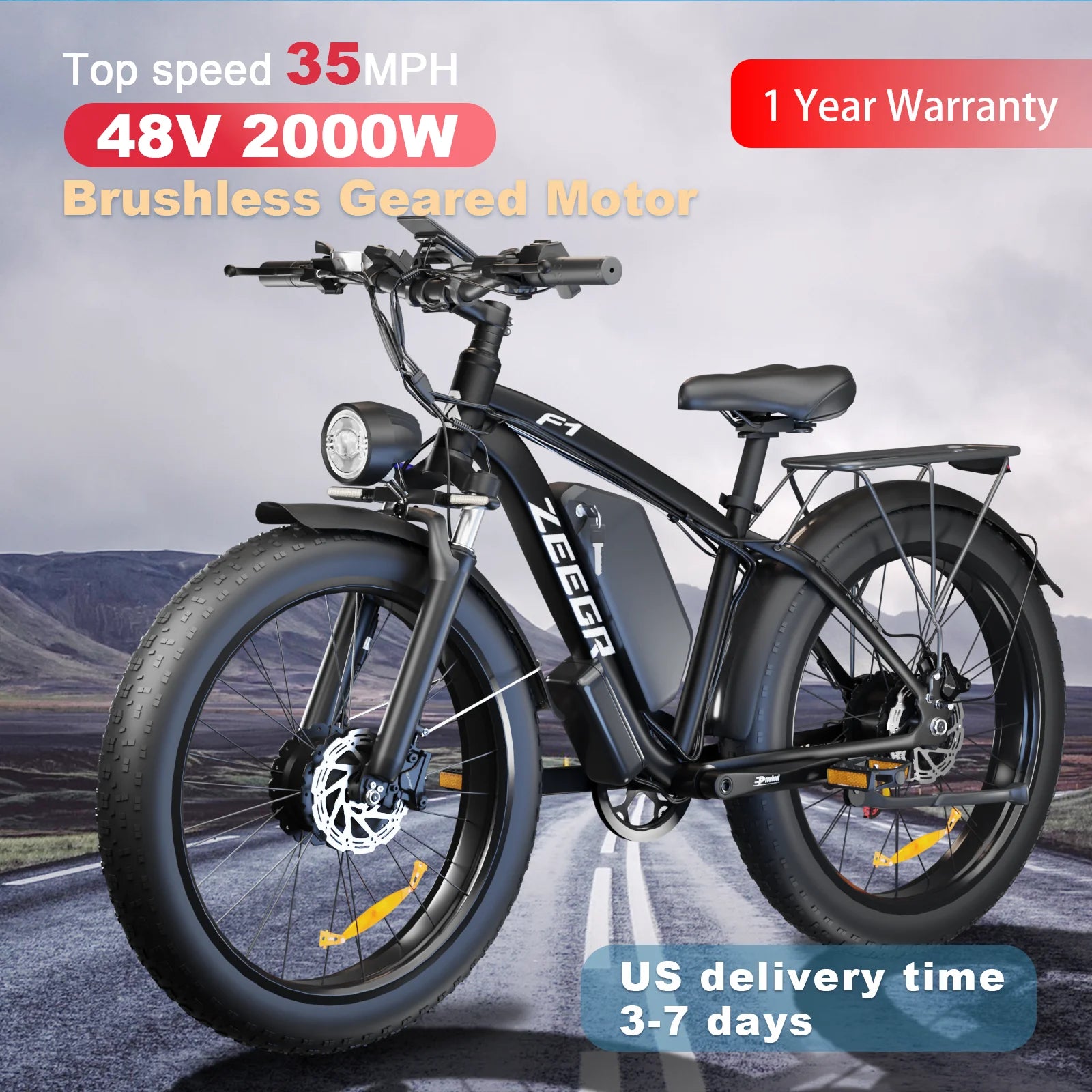 Moobelo M1 2000W Dual-Motor E-Bike 48V 22.4ah Fat Tires Full Suspension CE Certified US Warehouse Snow Beach Urban Riding Ebike