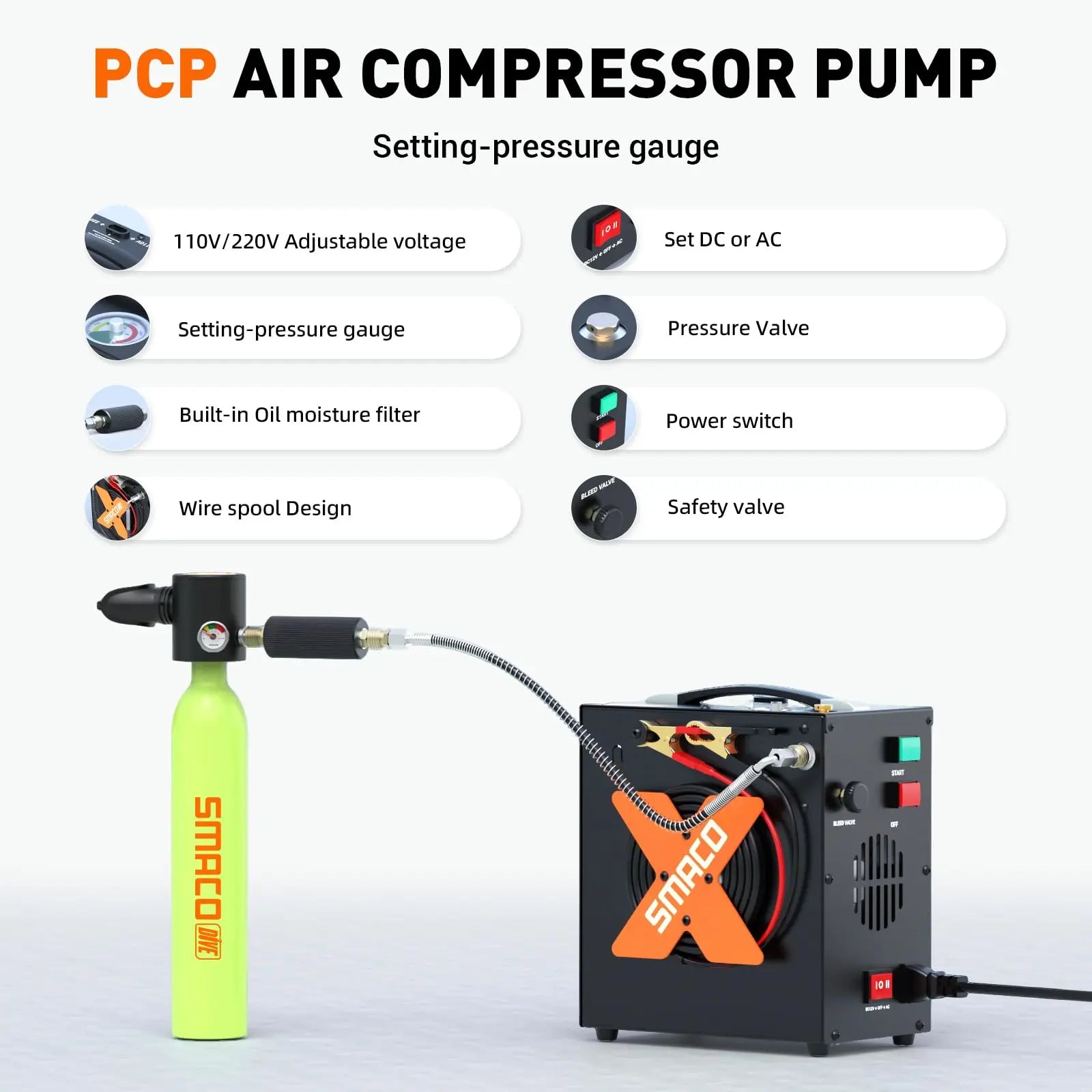 SMACO S300 Mini Portable Diving Cylinder Set Inflatable Breathing Gear Fast Local Delivery For Snorkeling Underwater Diving Tool