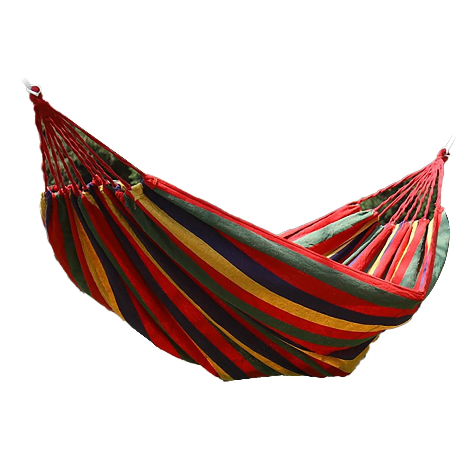 Single Double Hammock Polyester Cotton Sturdy Garden Hammock Suspension System Comfortable Up To 440.9lb Compact for Patio