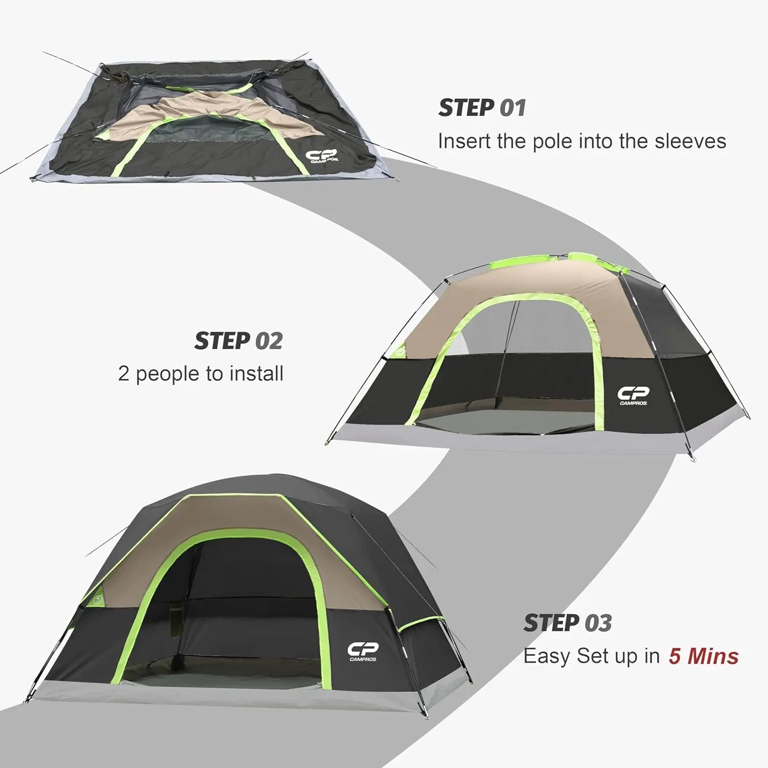 Tents for Camping 4 Person Tent Waterproof Windproof Double Layer Camping Tent, Easy Setup Dome Tent