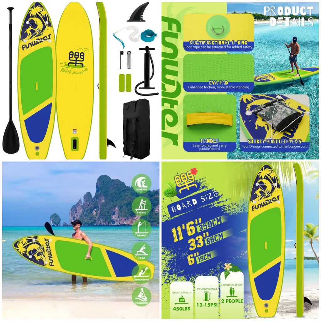 Inflatable Stand Up Paddle Board with Premium SUP Paddleboard Accessories, Anti-Slip EVA Deck, 11'/10