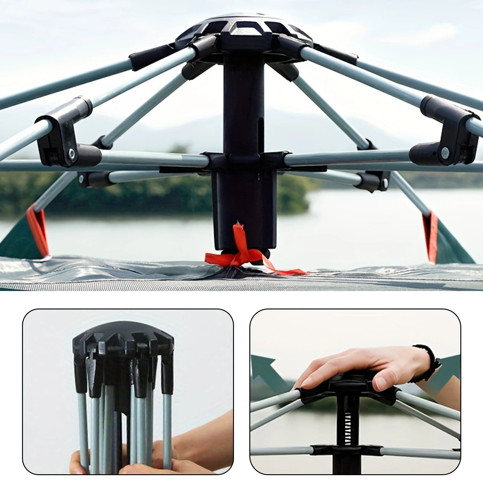 Pop up tents for camping waterproof Portable Windproof tents for 4 person family tent with Skylight and 2 Doors with Poles