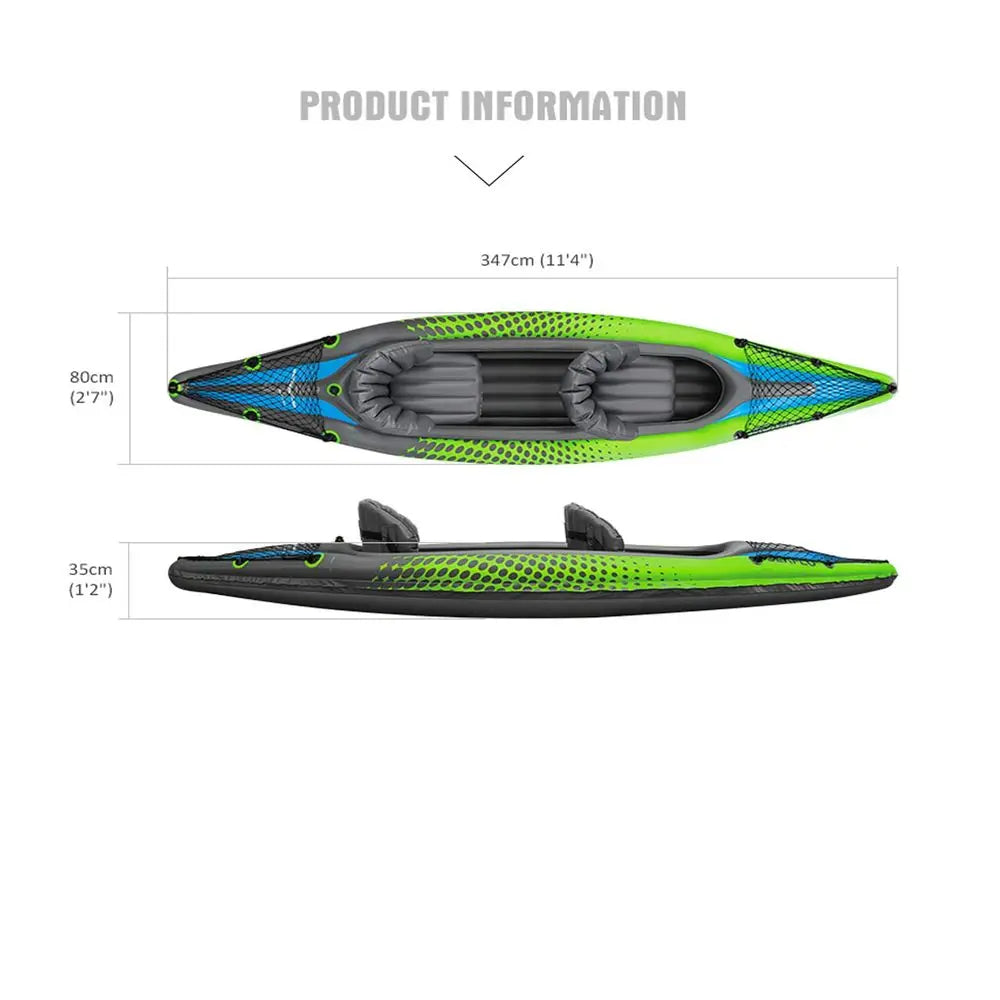 Inflatable Kayak 2 Person Tandem Kayak with Paddles, Seats, Pump