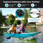 Inflatable Kayak, 12.5ft Fishing Kayak with 507 lbs Capacity, Triple Chamber Safety Kayak with Drop Stitch Floor & EVA, Custom