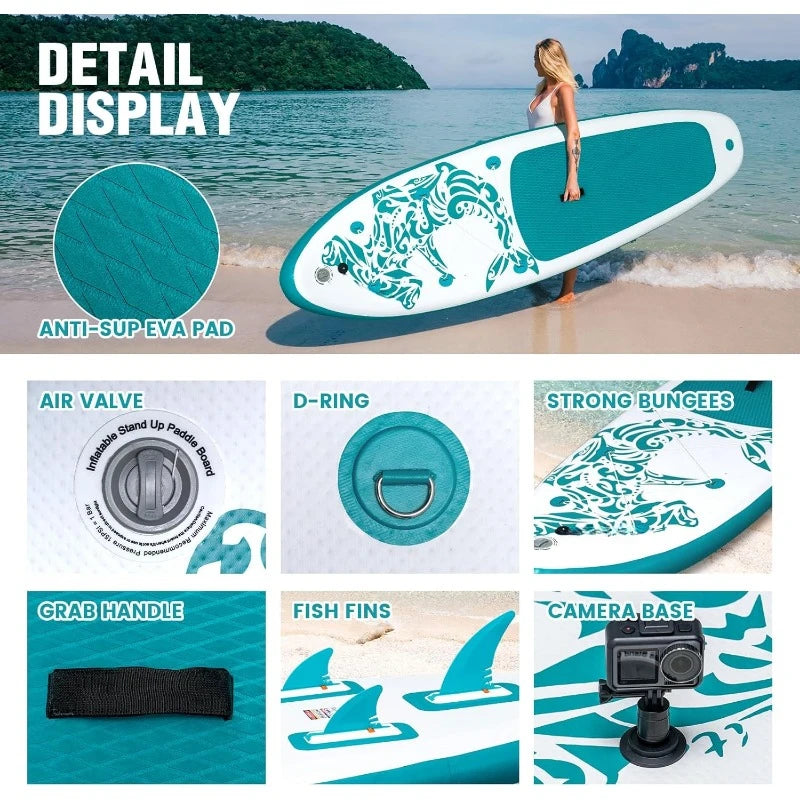 Lite Inflatable Paddle Board Stand Up Paddle Boards, Ultra Light Paddleboard for Adult Wide Stable Design Sup with Accessories